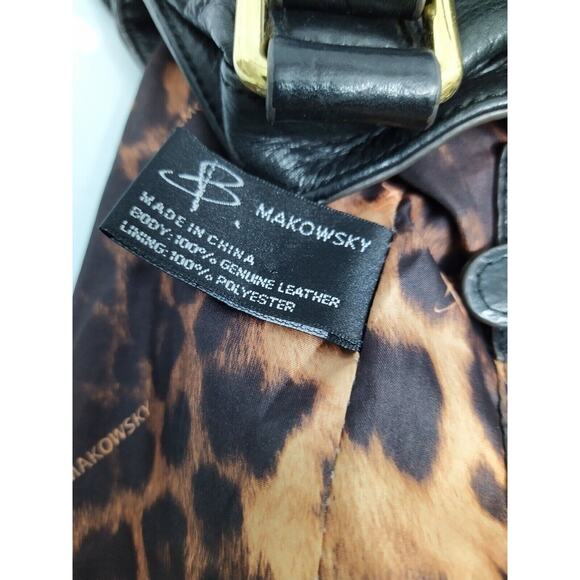 B. Makowsky Black Pebbled Leather Double Handle Tote Shoulder Bag - Picture 12 of 12